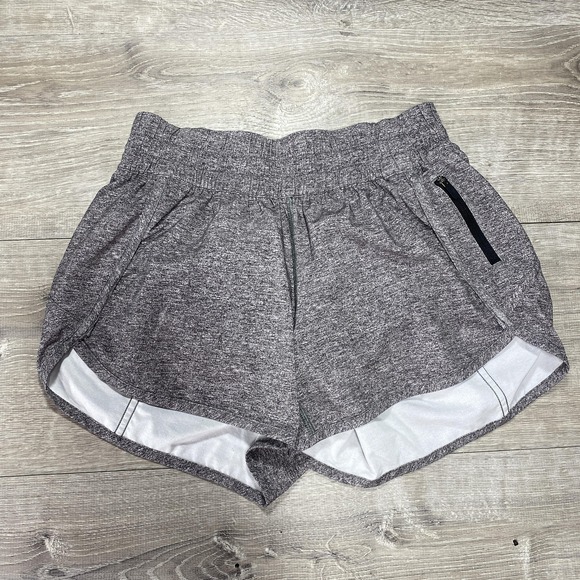 lululemon athletica Pants - Lululemon Running Shorts Womens 8 Gray Heather Lined Zip Pocket Stretch Active
